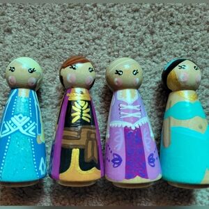 Handcrafted Wooden Disney Princess Dolls Set